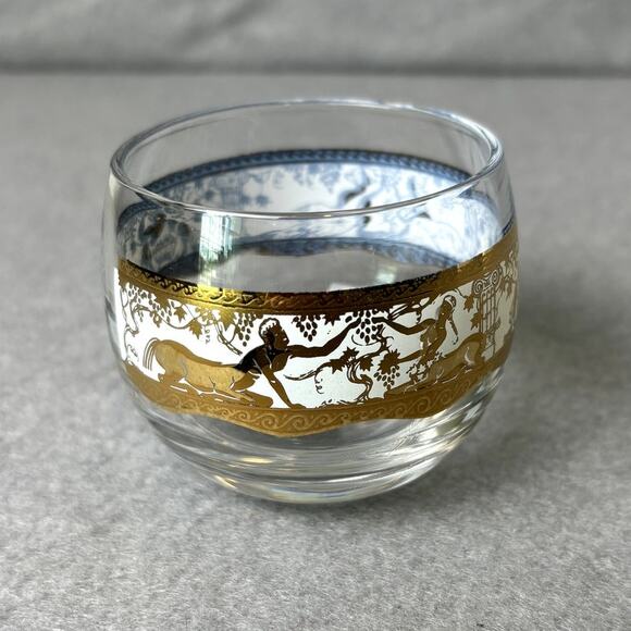 Replacement Mid Century Modern Barware Gold Gilt Scroll Cordial Roly Poly Glass - Picture 2 of 8